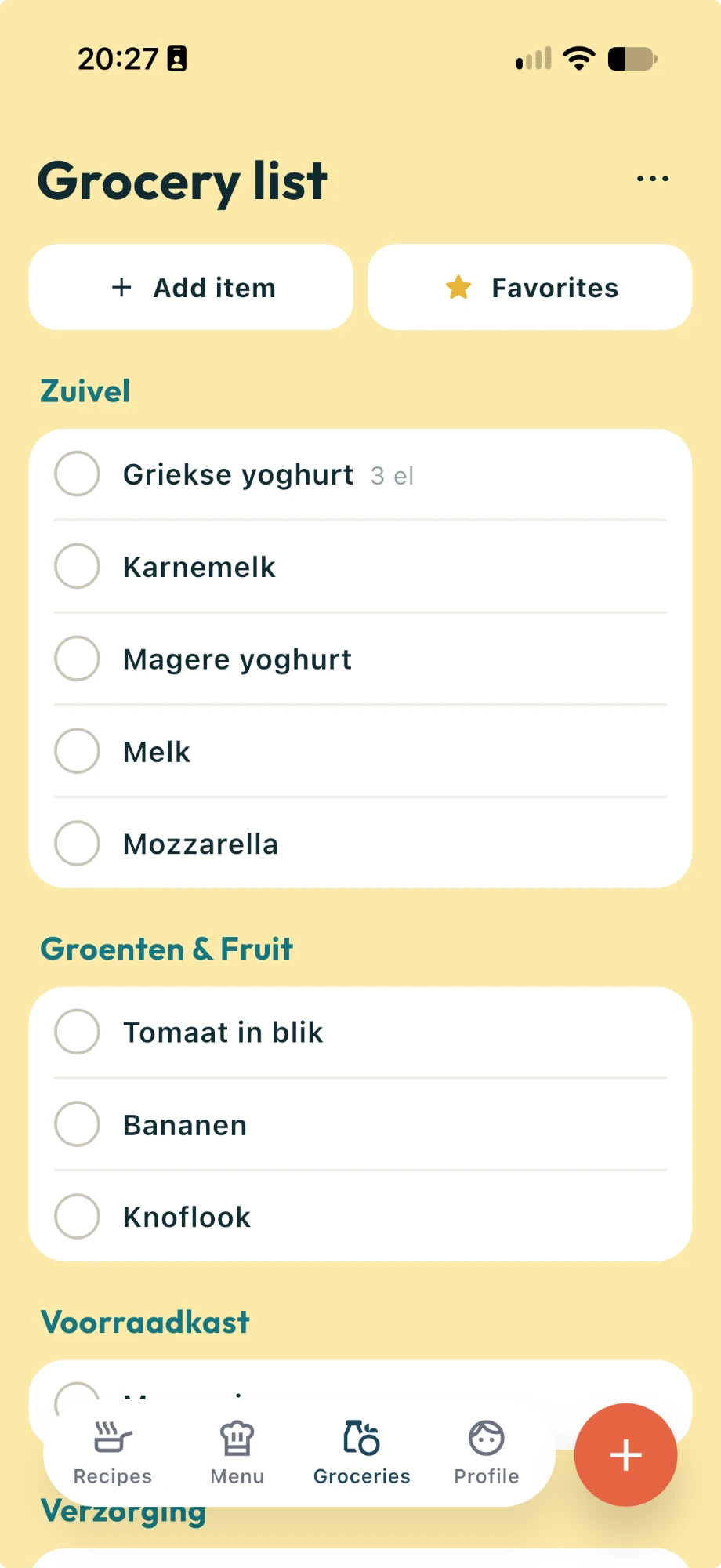 An aisle-sorted grocery list